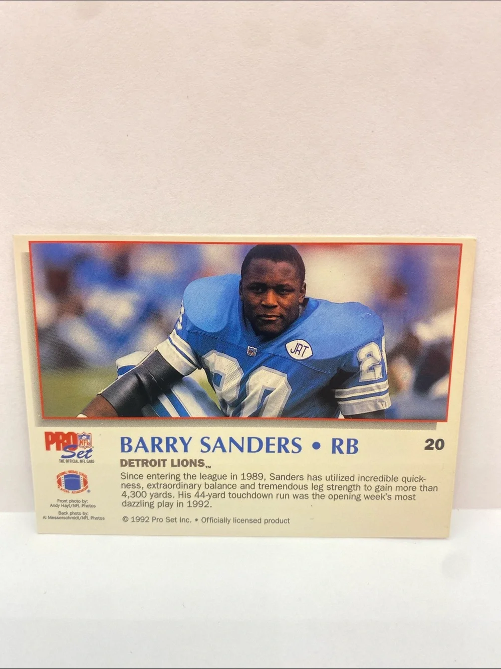 1992 Pro Set Barry Sanders Detroit Lions #20 (005)
